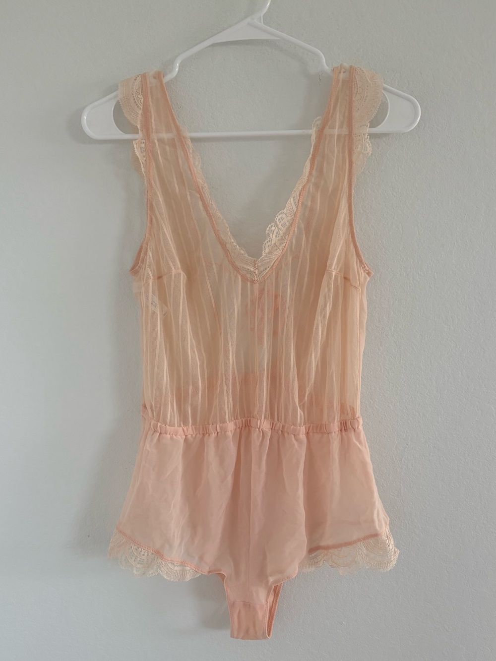 Auden Women's Peach Intimate Lace Babydoll Teddy
